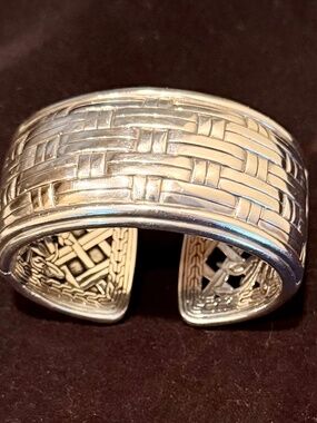 Rare John Hardy Sterling Silver Basket Weave Wide Cuff Bracelet • 154 Grams